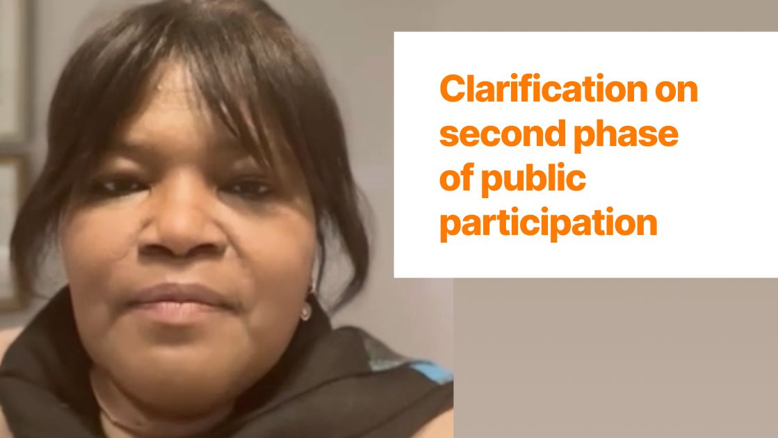 Marie Sukers provides clarification on the forthcoming second phase of public participation related to the National Council of Provinces (NCOP)